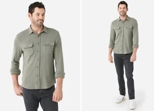 Faherty Legend Sweater Shirt Mens XL Meadow Sage Twill Brushed Knit Button Down